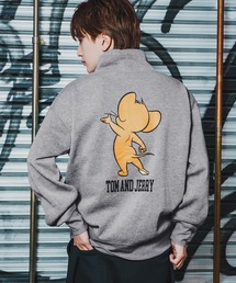 【TOM&JERRY】プリント 裏起毛 スウェット ハイネック トレーナー