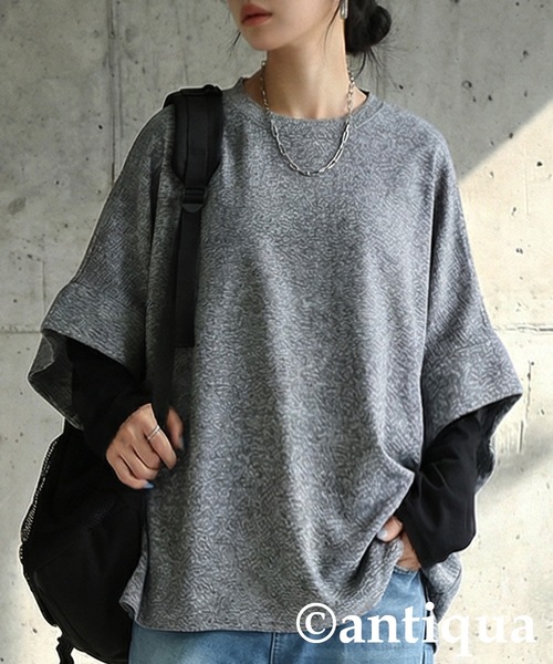 antiqua(アンティカ)の「ドルマントップス(Tシャツ/カットソー・レディース・クリーム/グレー/ブラック・ONESIZE)」の3枚目の写真