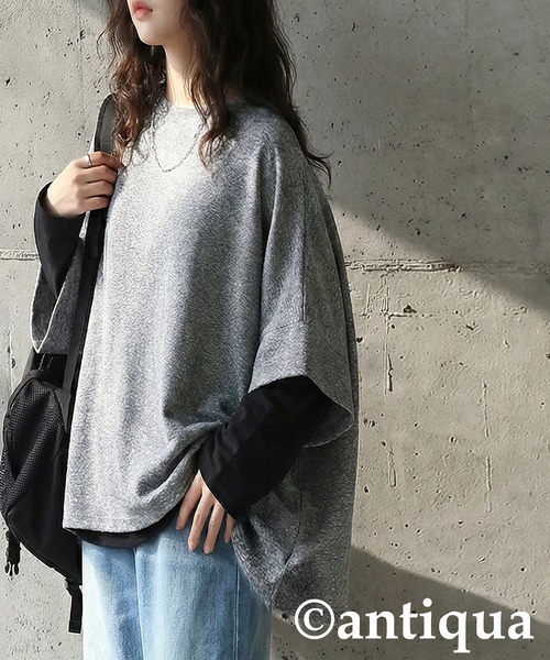 antiqua(アンティカ)の「ドルマントップス(Tシャツ/カットソー・レディース・クリーム/グレー/ブラック・ONESIZE)」の4枚目の写真