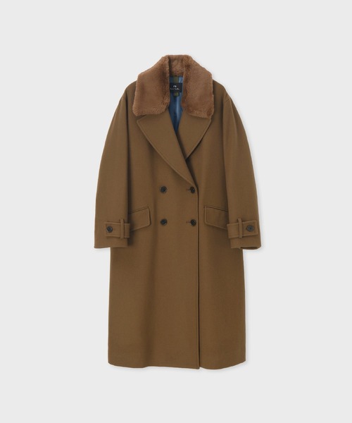 【70%割引】Paul Smith ブラウンコート ウィメンズ ウールカルゼ ロングコート / 255352 JK356（チェスター