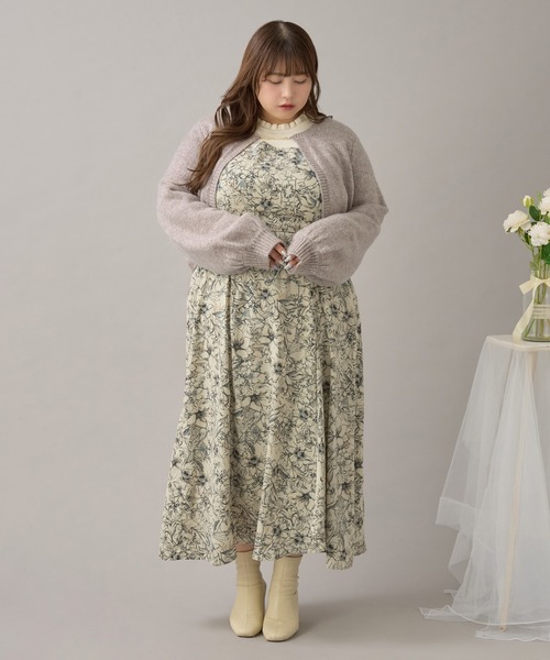 Louiosy(ルオシー)の「【大きいサイズ】チャーム付きメランジニットボレロカーディガン(カーディガン/ボレロ・レディース・パープル/ライトブラウン/アイボリー・3L/4L/X-LARGE)」の5枚目の写真