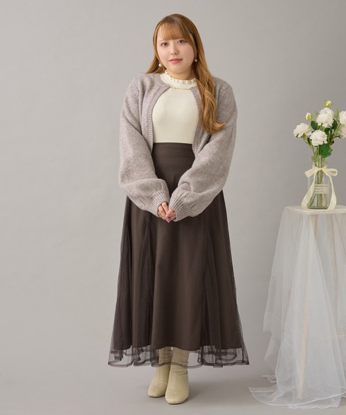Louiosy(ルオシー)の「【大きいサイズ】チャーム付きメランジニットボレロカーディガン(カーディガン/ボレロ・レディース・パープル/ライトブラウン/アイボリー・3L/4L/X-LARGE)」の6枚目の写真