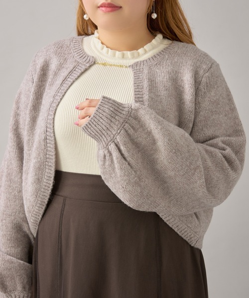 Louiosy(ルオシー)の「【大きいサイズ】チャーム付きメランジニットボレロカーディガン(カーディガン/ボレロ・レディース・パープル/ライトブラウン/アイボリー・3L/4L/X-LARGE)」の14枚目の写真