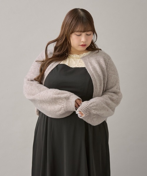 Louiosy(ルオシー)の「【大きいサイズ】チャーム付きメランジニットボレロカーディガン(カーディガン/ボレロ・レディース・パープル/ライトブラウン/アイボリー・3L/4L/X-LARGE)」の19枚目の写真