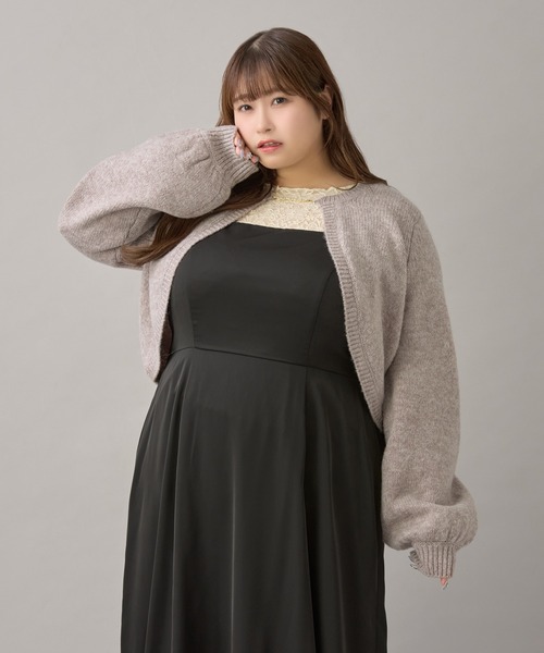 Louiosy(ルオシー)の「【大きいサイズ】チャーム付きメランジニットボレロカーディガン(カーディガン/ボレロ・レディース・パープル/ライトブラウン/アイボリー・3L/4L/X-LARGE)」の21枚目の写真