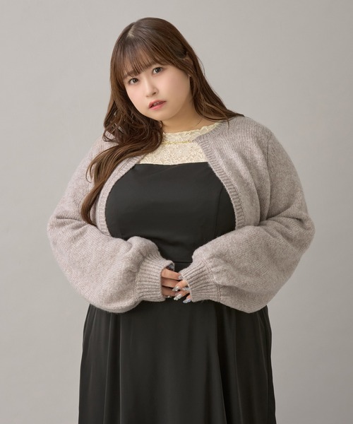 Louiosy(ルオシー)の「【大きいサイズ】チャーム付きメランジニットボレロカーディガン(カーディガン/ボレロ・レディース・パープル/ライトブラウン/アイボリー・3L/4L/X-LARGE)」の18枚目の写真