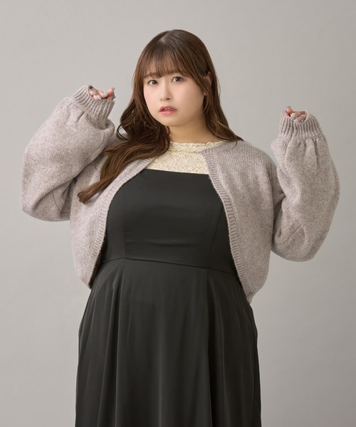 Louiosy(ルオシー)の「【大きいサイズ】チャーム付きメランジニットボレロカーディガン(カーディガン/ボレロ・レディース・パープル/ライトブラウン/アイボリー・3L/4L/X-LARGE)」の17枚目の写真