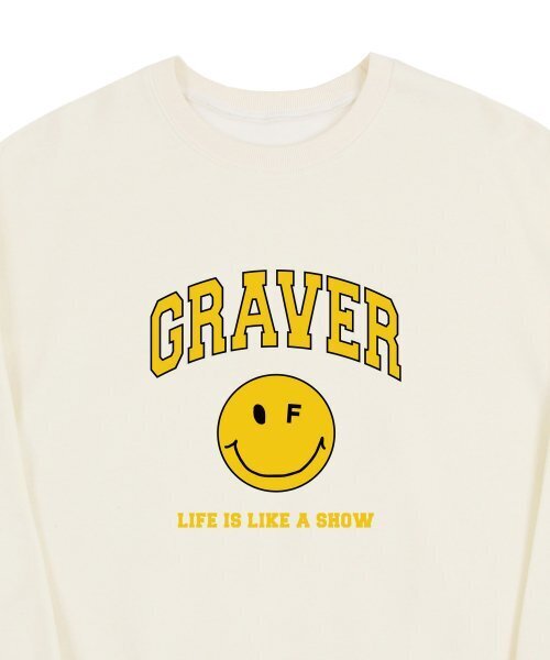 GRAVER（グレーバー）の「[ユニセックス]アーチロゴライフドットスマイルマンツーマン_クリーム（スウェット・レディース・アイボリー・LARGE/MEDIUM/SMALL/X-LARGE）」の3枚目の写真