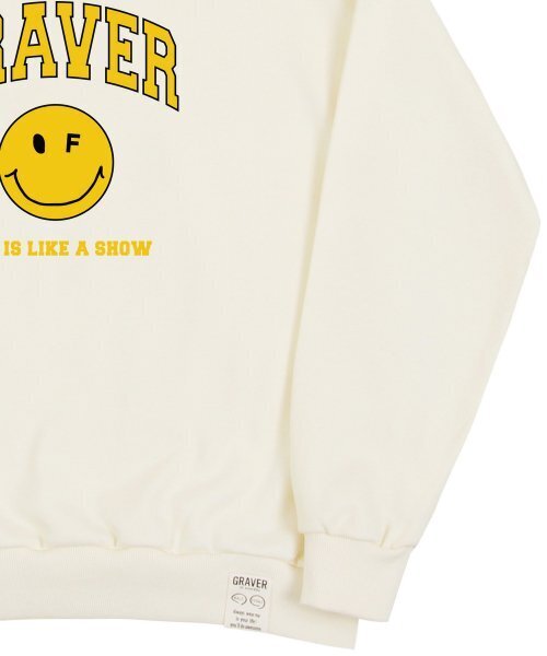 GRAVER（グレーバー）の「[ユニセックス]アーチロゴライフドットスマイルマンツーマン_クリーム（スウェット・レディース・アイボリー・LARGE/MEDIUM/SMALL/X-LARGE）」の4枚目の写真