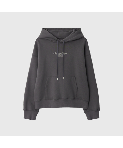 LOOKAST(ルックキャスト)の「ウィンターシグネチャーシーズナル起毛フードパーカー_チャコール(Tシャツ/カットソー・レディース・チャコール・FREE)」の1枚目の写真