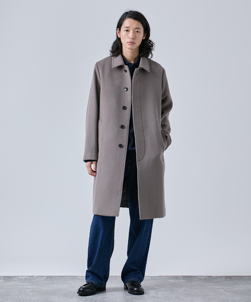 セール】ウールメルトンバルマカーンコート（ステンカラーコート