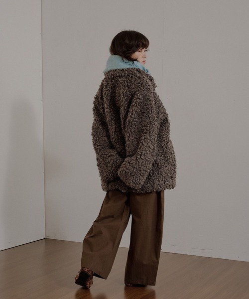 MUHET プードルシャギーダッフルコート モカ MUHET（ミュエータ）の「poodle shaggy duffle coat / プードル
