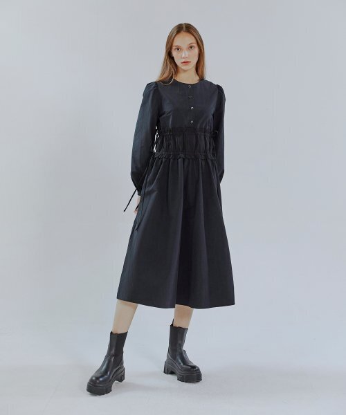 ETMON(エトモン)の「Waist Pleats String Dress Black(ワンピース・レディース・その他・FREE)」の1枚目の写真
