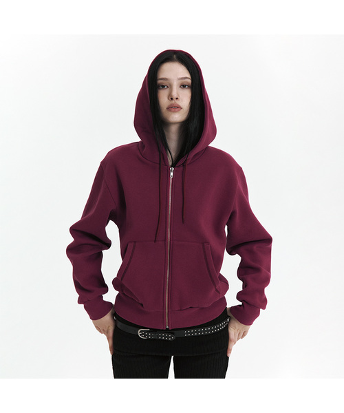 CURETTY(キュリティ)の「C VELVET LOGO FLEECE ZIP-UP HOODIE_PURPLE(パーカー・レディース・パープル・SMALL)」の1枚目の写真