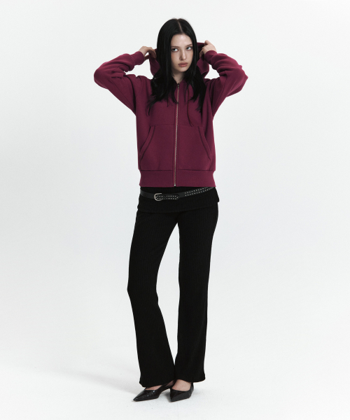 CURETTY(キュリティ)の「C VELVET LOGO FLEECE ZIP-UP HOODIE_PURPLE(パーカー・レディース・パープル・SMALL)」の2枚目の写真