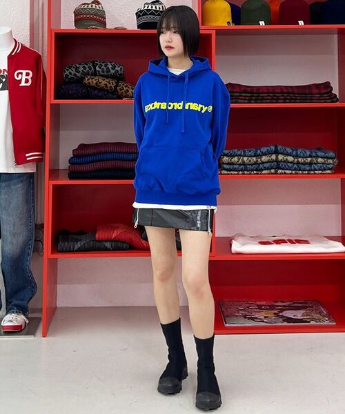 EXTRAORDINARY(エクストラオーディナリー)の「EX BASIC LOGO HOODIE D/BLUE(パーカー・メンズ・その他・MEDIUM/LARGE/X-LARGE)」の2枚目の写真