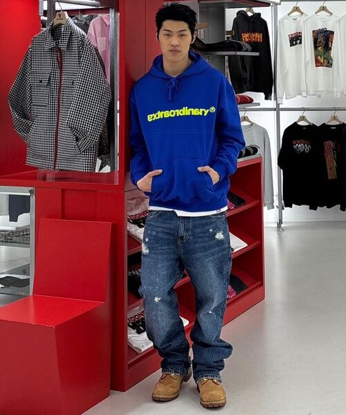 EXTRAORDINARY(エクストラオーディナリー)の「EX BASIC LOGO HOODIE D/BLUE(パーカー・メンズ・その他・MEDIUM/LARGE/X-LARGE)」の3枚目の写真