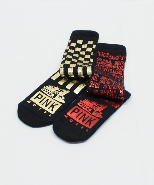 RNA(アールエヌエー)の「E5218 PINK MOTEL スモールジャンクスタンドソックス(ソックス/靴下・レディース・ホワイト×レッド/ホワイト×グリーン/ブラック×シルバー/ブラック×ゴールド・FREE)」の10枚目の写真