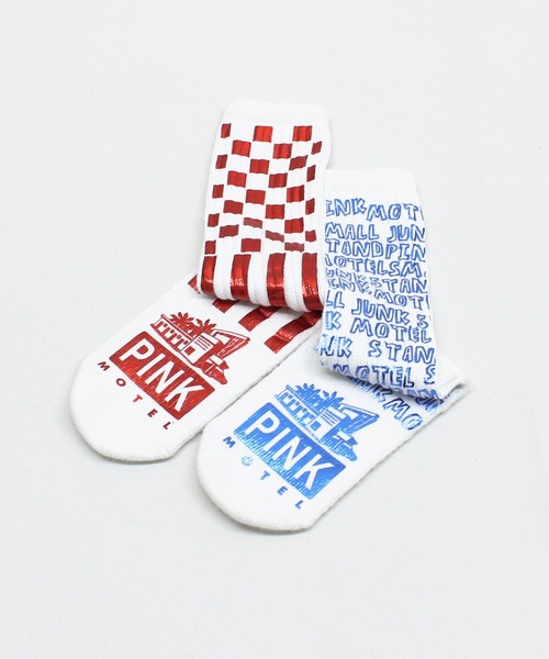 RNA(アールエヌエー)の「E5218 PINK MOTEL スモールジャンクスタンドソックス(ソックス/靴下・レディース・ホワイト×レッド/ホワイト×グリーン/ブラック×シルバー/ブラック×ゴールド・FREE)」の6枚目の写真