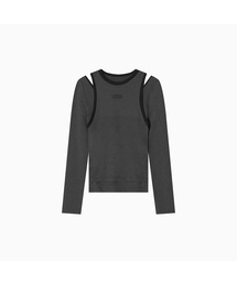 Stretch Layered T Shirt_Charcoal
