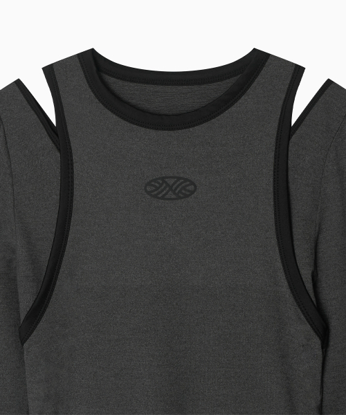 MENASOO（ミナス）の「Stretch Layered T Shirt_Charcoal（Tシャツ/カットソー・レディース・ダークグレー・SMALL/MEDIUM）」の15枚目の写真