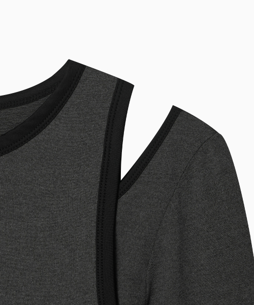 MENASOO（ミナス）の「Stretch Layered T Shirt_Charcoal（Tシャツ/カットソー・レディース・ダークグレー・SMALL/MEDIUM）」の17枚目の写真