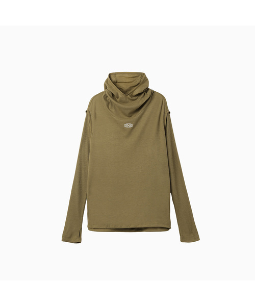 Wool High Neck Waffle Hoodie_Sand Beige