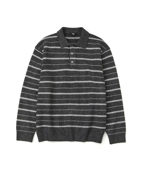 WMC(ダブリューエムシー)の「ストライプカラー ニット_GREY(ニット/セーター・メンズ・チャコールグレー・LARGE/X-LARGE/MEDIUM)」の2枚目の写真