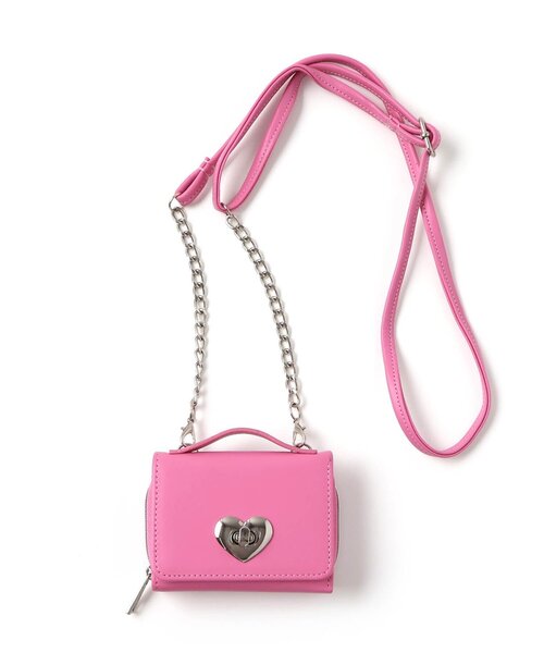 algy(アルジー)の「ハートロックショルダーウォレット(ショルダーバッグ・キッズ・シルバー/ピンク/ブラック・FREE)」の1枚目の写真