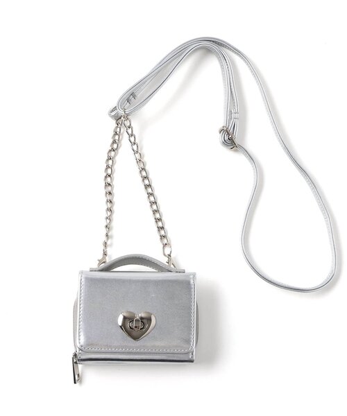 algy(アルジー)の「ハートロックショルダーウォレット(ショルダーバッグ・キッズ・シルバー/ピンク/ブラック・FREE)」の3枚目の写真
