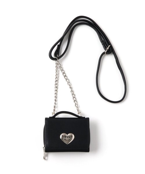 algy(アルジー)の「ハートロックショルダーウォレット(ショルダーバッグ・キッズ・シルバー/ピンク/ブラック・FREE)」の2枚目の写真