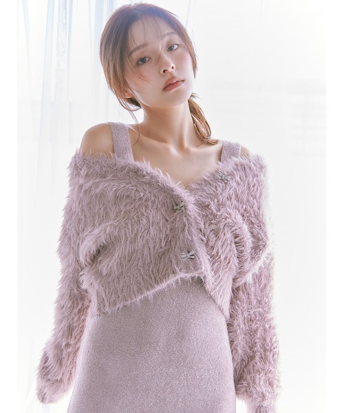 SNIDEL HOME(スナイデルホーム)の「【NEW YEAR'S SPECIAL ITEM】シャギーカーディガン×ワンピースセット(ルームウェア/パジャマ・レディース・オフホワイト/ブルー/モカ/ピンク・F)」の7枚目の写真