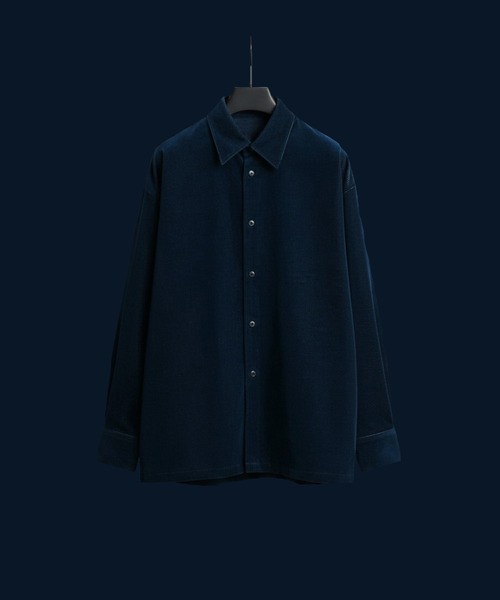 UNITED TOKYO（ユナイテッドトウキョウ）の「WOOL CORDUROY ロングスリーブシャツ　｜冬服/インナー/ウール/ストレッチ/起毛/通勤/冬シャツ（シャツ/ブラウス・メンズ・ダークグレー/ブラック/ネイビー・1/2）」の3枚目の写真