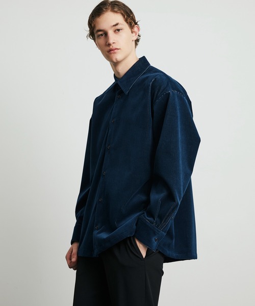 UNITED TOKYO（ユナイテッドトウキョウ）の「WOOL CORDUROY ロングスリーブシャツ　｜冬服/インナー/ウール/ストレッチ/起毛/通勤/冬シャツ（シャツ/ブラウス・メンズ・ダークグレー/ブラック/ネイビー・1/2）」の12枚目の写真