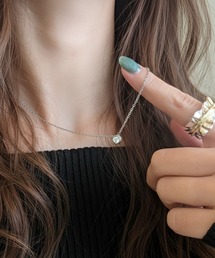 styiro | 金属アレルギー対応 サークルフレームビジューステンレスネックレス(ネックレス)