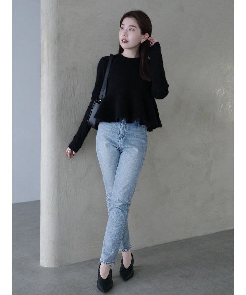 anuans(アニュアンス)の「【ZOZO限定カラー】ペプラムショートニットトップス(ニット/セーター・レディース・アイボリー/ブラック/グレー/ベージュ/レッド/チャコールグレー・S/M)」の20枚目の写真