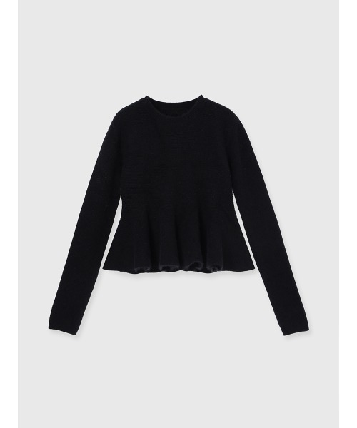 本日発送可能⭐︎anuans ペプラムショートニットトップス 黒　1 アニュアンス anuans ペプラムショートニットトップス （BLACK） -靴