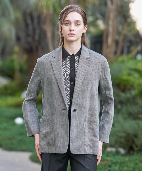 DRESSTERIOR（ドレステリア）の「ウォッシャブルリネンライトジャケット（テーラードジャケット・レディース・ブラック系3/ブラック系1・34/38/36）」の11枚目の写真