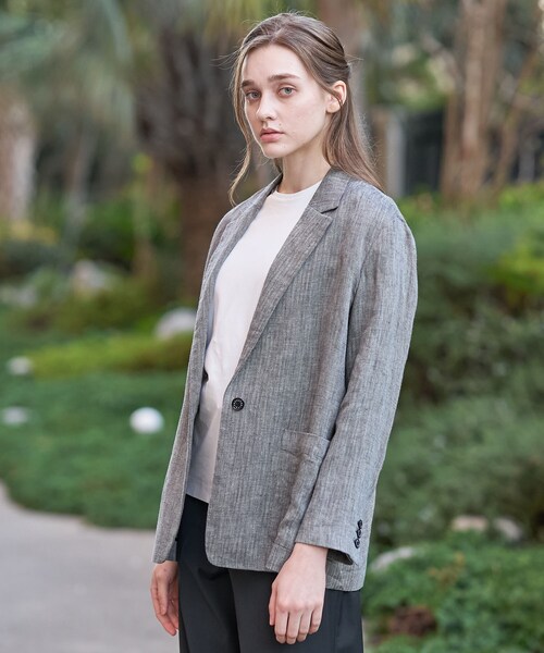 DRESSTERIOR（ドレステリア）の「ウォッシャブルリネンライトジャケット（テーラードジャケット・レディース・ブラック系3/ブラック系1・34/38/36）」の4枚目の写真