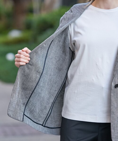 DRESSTERIOR（ドレステリア）の「ウォッシャブルリネンライトジャケット（テーラードジャケット・レディース・ブラック系3/ブラック系1・34/38/36）」の18枚目の写真