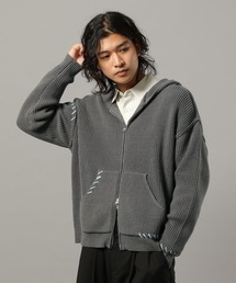 RAGEBLUE | HAND-STITCHED KNIT ZIP HOODIE/ハンドステッチ/ニットジップパーカー(ニット/セーター)