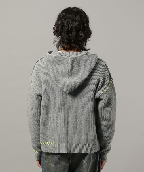 RAGEBLUE（レイジブルー）の「HAND-STITCHED KNIT ZIP HOODIE/ハンドステッチ/ニットジップパーカー（ニット/セーター・メンズ・レッド系その他/グレー系その他/グレー系その他2/ブラウン・LARGE/MEDIUM/SMALL）」の19枚目の写真