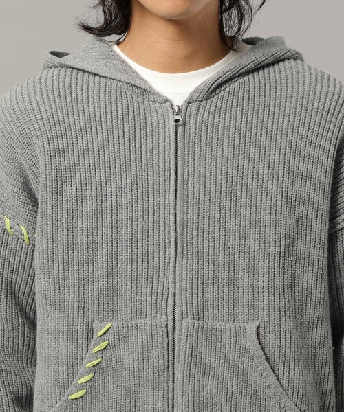 RAGEBLUE（レイジブルー）の「HAND-STITCHED KNIT ZIP HOODIE/ハンドステッチ/ニットジップパーカー（ニット/セーター・メンズ・レッド系その他/グレー系その他/グレー系その他2/ブラウン・LARGE/MEDIUM/SMALL）」の21枚目の写真