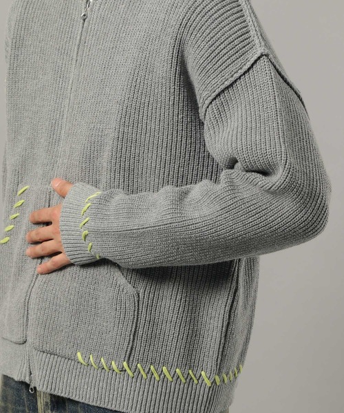 RAGEBLUE（レイジブルー）の「HAND-STITCHED KNIT ZIP HOODIE/ハンドステッチ/ニットジップパーカー（ニット/セーター・メンズ・レッド系その他/グレー系その他/グレー系その他2/ブラウン・LARGE/MEDIUM/SMALL）」の22枚目の写真