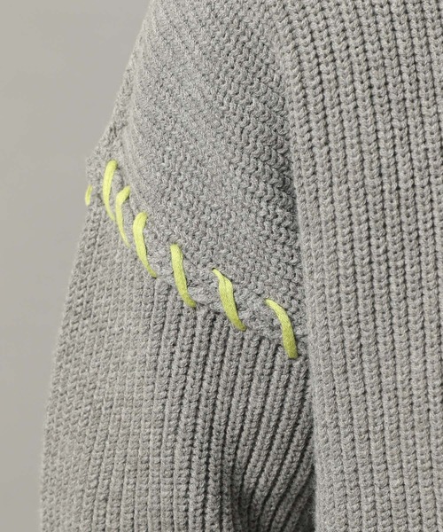 RAGEBLUE（レイジブルー）の「HAND-STITCHED KNIT ZIP HOODIE/ハンドステッチ/ニットジップパーカー（ニット/セーター・メンズ・レッド系その他/グレー系その他/グレー系その他2/ブラウン・LARGE/MEDIUM/SMALL）」の14枚目の写真