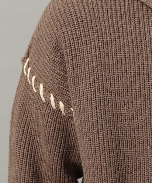 RAGEBLUE（レイジブルー）の「HAND-STITCHED KNIT ZIP HOODIE/ハンドステッチ/ニットジップパーカー（ニット/セーター・メンズ・レッド系その他/グレー系その他/グレー系その他2/ブラウン・LARGE/MEDIUM/SMALL）」の10枚目の写真