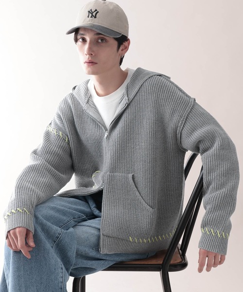 36サイズ♬リバーシブルパーカー ニット ジャケット CASHMERE CASHMERE】CASHMERE REVERSIBLE ZIP UP HOODIE（パーカー