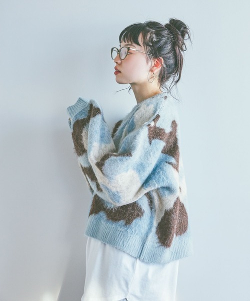 セール】アートカモフラニットプルオーバー（ニット/セーター）｜niko