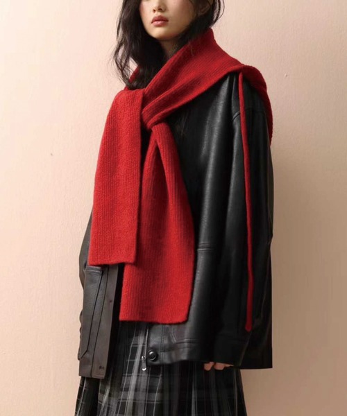 ADDITION STORE(アディションストア)の「【5色展開】\頭まですっぽり/フード型 ニットマフラー / asfm(マフラー・レディース・オフホワイト/グレー/ブルー/ブラック/レッド・FREE)」の9枚目の写真