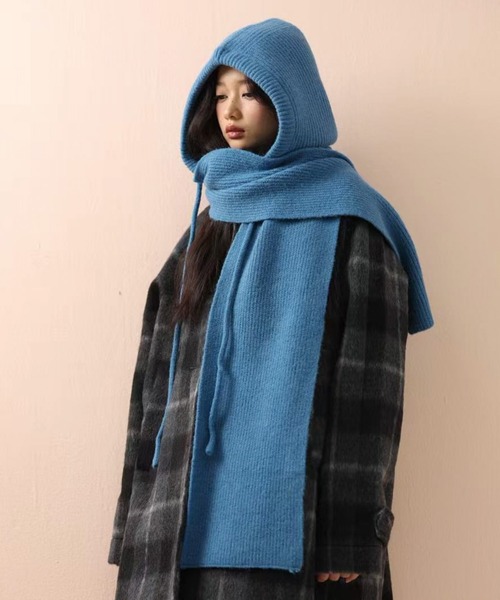 ADDITION STORE(アディションストア)の「【5色展開】\頭まですっぽり/フード型 ニットマフラー / asfm(マフラー・レディース・オフホワイト/グレー/ブルー/ブラック/レッド・FREE)」の17枚目の写真